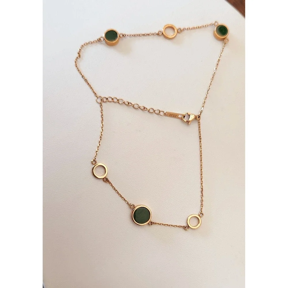 Wear Darling WD Bracelet Stainless Steel Rose Gold Tone Green Gem Accent Women's